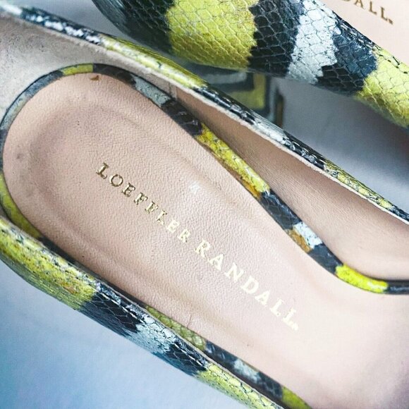 Loeffler Randall Snakeskin Grey Yellow White Chunky Heels - Picture 2 of 5